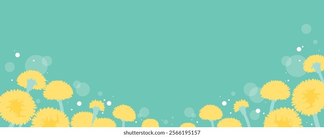 Image background of a field full of blooming dandelions