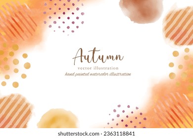 Image background material of autumn colored dots and stripes painted in watercolor