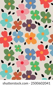 The image is a background pattern featuring colorful flowers, which could be used as wrapping paper or in art projects.