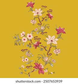 The image is a background pattern featuring a drawing of flowers.