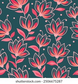 The image is a background pattern featuring a floral motif commonly found on clothing, fabric, or wrapping paper.