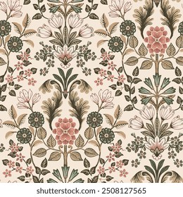 The image is a background pattern featuring a floral motif commonly seen on clothing, fabric, or wrapping paper.