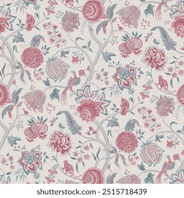 The image is a background pattern featuring a floral motif commonly seen on clothing, fabric, and wrapping paper.