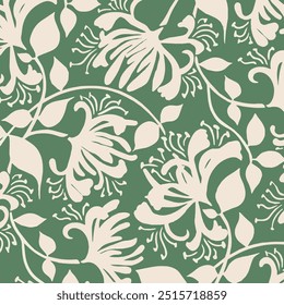 The image is a background pattern featuring a floral motif that can be used for clothing, fabric, or wrapping paper.