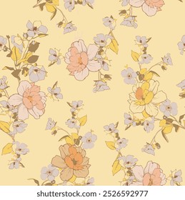 The image is a background pattern featuring a floral design. It could be used for wrapping paper, fabric, or illustrations with a flower motif.