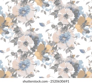 The image is a background pattern featuring flowers. It could be used for fabric, wrapping paper, or as part of a painting.