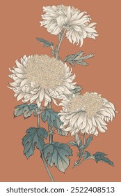 The image is a background pattern featuring a hand-drawn floral illustration.