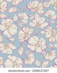 The image is a background pattern featuring a lilac motif, suitable for use in fabric, clothing, or wrapping paper design.