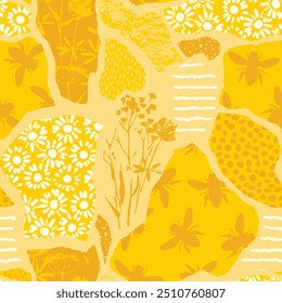 The image is a background pattern featuring a map design with yellow flowers. It resembles art that could be used for painting, wrapping paper, fabric, or as a design pattern.