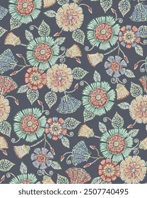 The image is a background pattern featuring a motif of flowers. It is likely used in clothing, fabric design, or as wrapping paper.