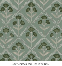 The image is a background pattern featuring motifs and symmetrical designs commonly used in clothing, fabric, art, and design. It can be used as wallpaper or wrapping paper.