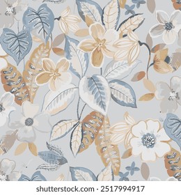 The image is a background pattern featuring motifs of butterflies and flowers. It is a fabric design with a theme of moths and butterflies, suitable for various creative projects.