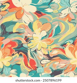 The image is a background pattern featuring a painting of flowers. It is an art illustration that could be used for wrapping paper or fabric design.