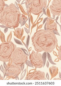 The image is a background pattern featuring a rose design. It is a drawing of a floral pattern typically used in fabric or clothing design.