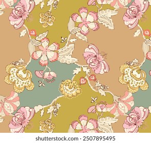 The image is a background pattern with a floral design. It has a total of 2000 elements and is suitable for uses such as wrapping paper, fabric design, or illustrations.