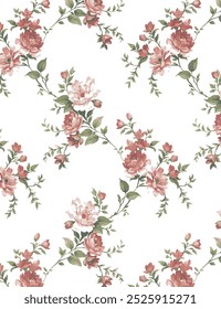 A imagem é um padrão de fundo com um design floral apresentando pétalas de rosa.