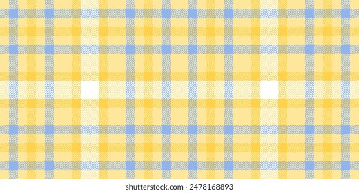 Tejido de cuadros de fondo de Imagen, tela de textura artística sin costuras. Vector escocés de cuadros en color amarillo y azul.