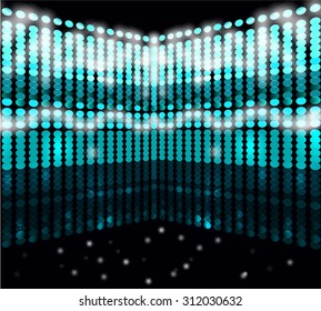 The image with the background for the show of the circles of different colors on a dark background and light effects.
