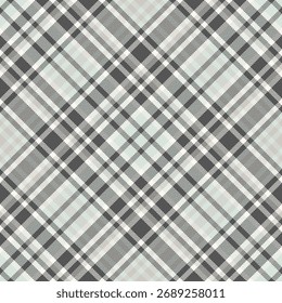 Imagen de fondo de cuadros de tartán, Vector textil de textura deco. Alfombra sin patrón de tela a cuadros en colores gris y blanco paleta.