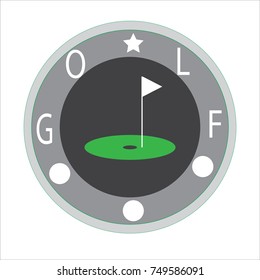 Image of the badge is a game of golf. Retro image. Print for the designer. Gift card, badge. The avatar element for the player. A business card for the holiday.
