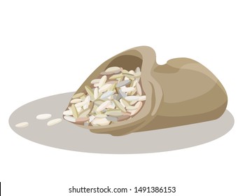 image of a bag from which rice crumbled