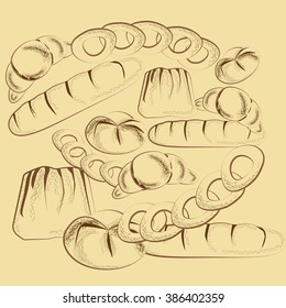 the image of bakery products on beige background