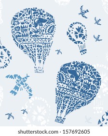 Image of balloons in the style of painting on tiles 