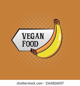 Image of a banana. Drawing with label for healthy food. Comic hand drawing. Editable vector.