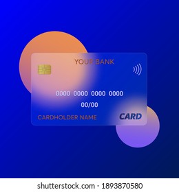 An image of a bank card in glass morphism style. For banners, websites, apps and other modern projects.