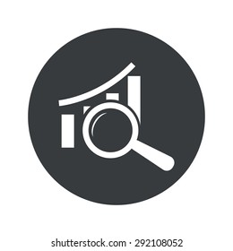 Image of bar graphic under loupe in black circle, isolated on white
