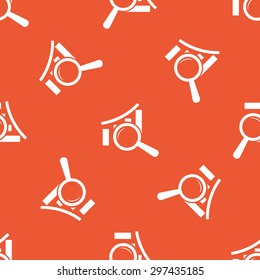 Image of bar graphic under loupe, repeated on orange background