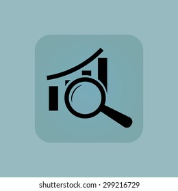 Image of bar graphic under loupe in square, on pale blue background