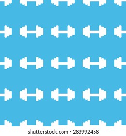 Image of barbell, repeated in straight lines on blue background