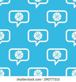 Image of basketball ball in chat bubble, repeated on blue background