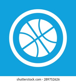 Image of basketball ball in circle, isolated on blue