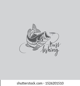 image bass fishing logo in grey