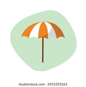 Image of a beach umbrella on a colored background. Vector illustration.