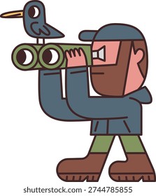 An image of a bearded man birdwatching
