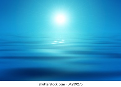 An image of a beautiful blue sea and sun background