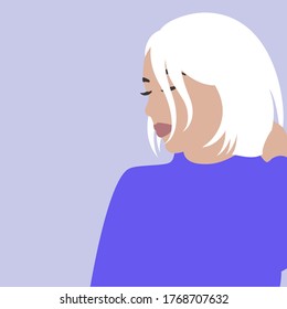 Image of a beautiful girl without a face in a fashionable style. Minimalism. Flat style. Vector illustration.