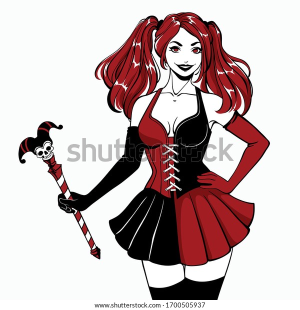 Image Beautiful Joker Girl Stock Vector Royalty Free