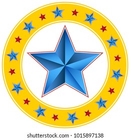 Imagen de un emblema biselado de la estrella del circo carnavalesco.