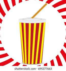 Image of a beverage cup on a striped background