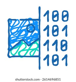 image binary code doodle icon sketch vector. image binary code sign. isolated symbol illustration