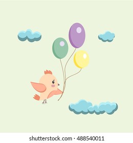 image of a bird with balloons