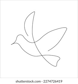 Imagen de pájaro en línea continua en fondo aislado - imagen vectorial