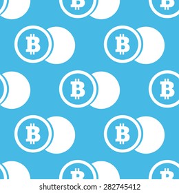 Image of bitcoin coin, repeated on blue background