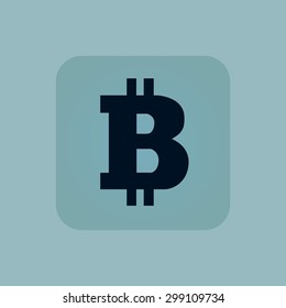 Image of bitcoin symbol in square, on pale blue background