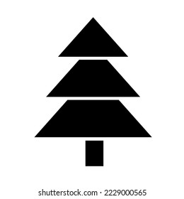 The image of a black Christmas tree on a white background in a minimalist style