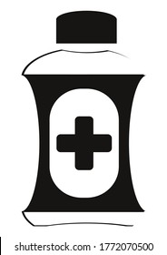 Image of a black color, health care, medical bottle vector graphic design having in plus symbol